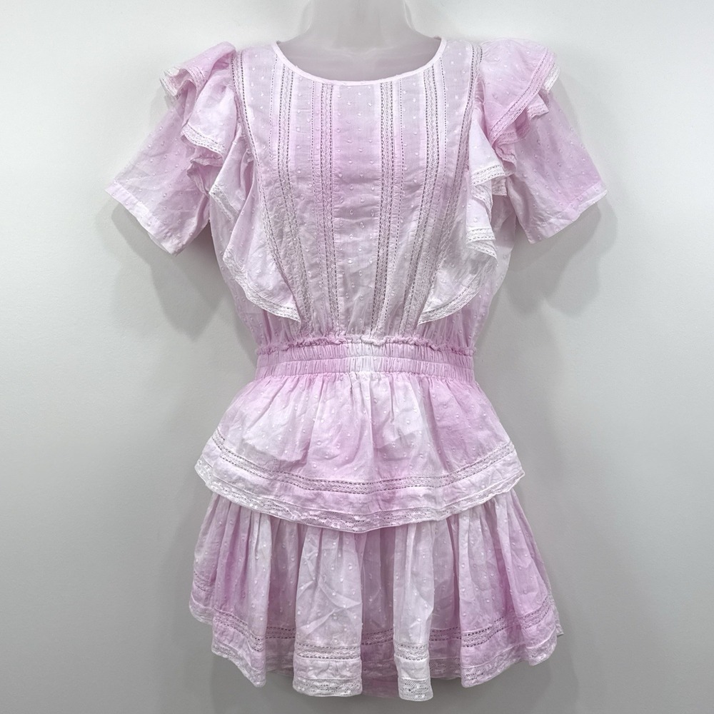 LoveShackFancy Natasha Heritage Dress XS Peony‎ Cottagecore Ruffle Coquette Mini